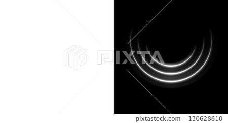 Glowing curved arc effect on half transparent and half black background 130628610