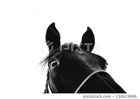 Horse face close-up illustration material (animals, silhouettes, art) 130628666