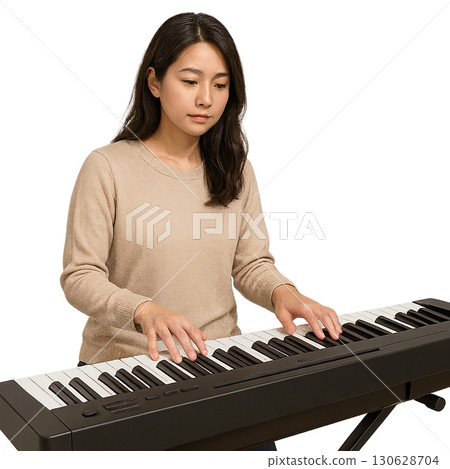Woman playing keyboard 130628704