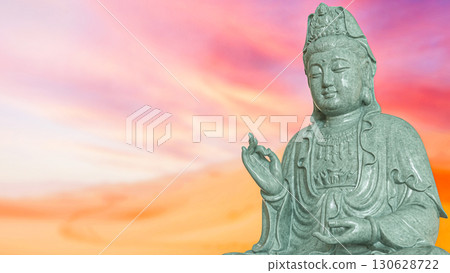 The Guan Yin sculpture for religion concept 3d Rendering. The Guan Yin sculpture for religion concept 3d Rendering. 130628722