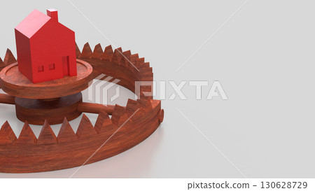 The Red House on Bear Trap for Property or Building Business 3d Rendering. 130628729