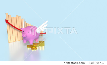 The Piggy Bank and gold coins for earn or saving concept 3d Rendering. The Piggy Bank and gold coins for earn or saving concept 3d Rendering. 130628732