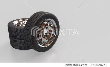 The Tire for Auto mobile or garage concept 3d Rendering. The Tire for Auto mobile or garage concept 3d Rendering. 130628740