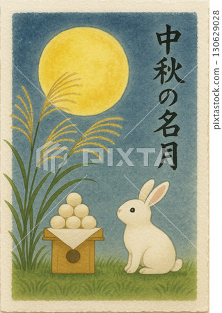 Illustration of the full moon, harvest moon, and moon viewing Illustration of the full moon, harvest moon, and moon viewing 130629028