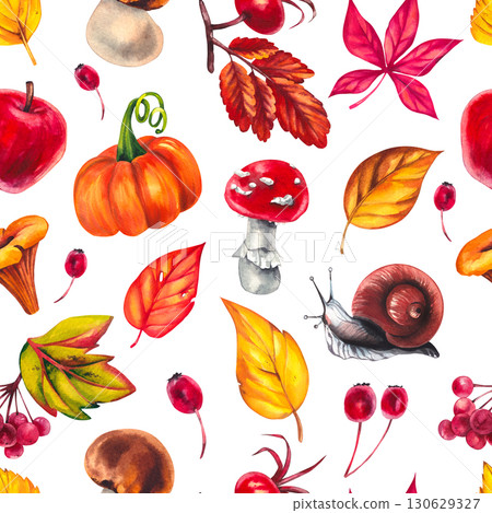 Autumn Watercolor Set Hand Drawn Watercolor Autumn Watercolor Set Hand Drawn Watercolor 130629327