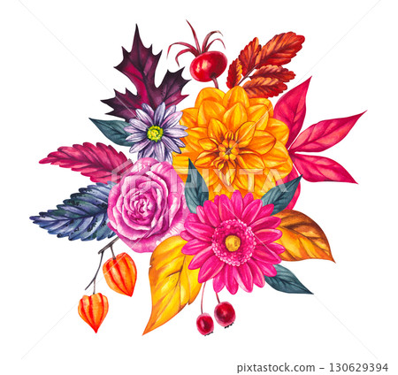 Autumn Watercolor Set Hand Drawn Watercolor Autumn Watercolor Set Hand Drawn Watercolor 130629394