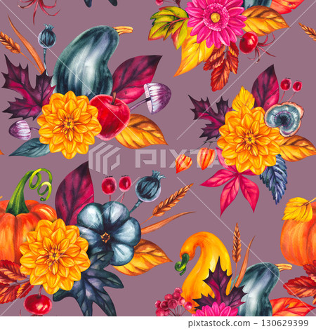 Autumn Watercolor Set Hand Drawn Watercolor 130629399