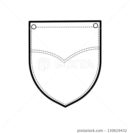 Oval-shaped Pocket Top-stitched Patch technical fashion illustration. Flat apparel template front view. Women, unisex 130629432
