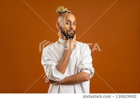 Make up artist Black latin gay man isolated on 130629482