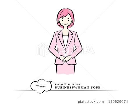 女商人雙手合十鞠躬（問候、鞠躬、歡迎）| 商務姿勢 130629674