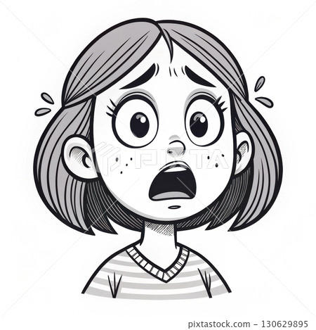 Girl's face with fear expression 130629895