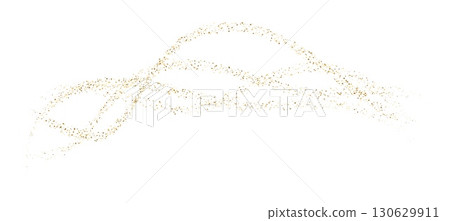 Gold stipple flow wave, glitter undulate pattern. Dynamic golden waves with small particles and shine effects. Golden vector curved dashed gradient net for holiday design, abstract background Gold stipple flow wave, glitter undulate pattern. Dynamic golden waves with small particles and shine effects. Golden vector curved dashed gradient net for holiday design, abstract background 130629911