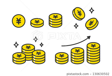 Set of simple yen mark coins [Vector illustration material] 130630502