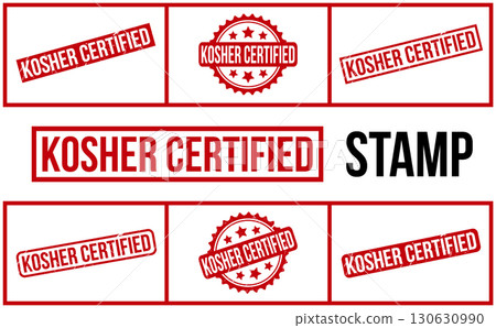 Kosher Certified Rubber Stamp Set Vector Kosher Certified Rubber Stamp Set Vector 130630990