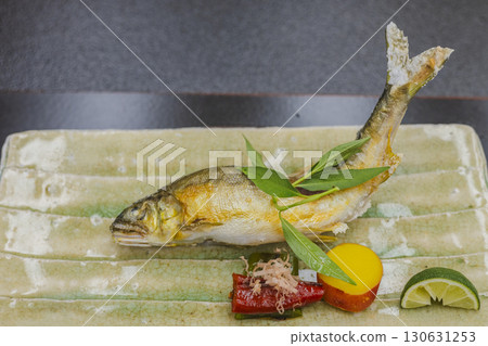 Grilled wild sweetfish served at a traditional Japanese restaurant Grilled wild sweetfish served at a traditional Japanese restaurant 130631253