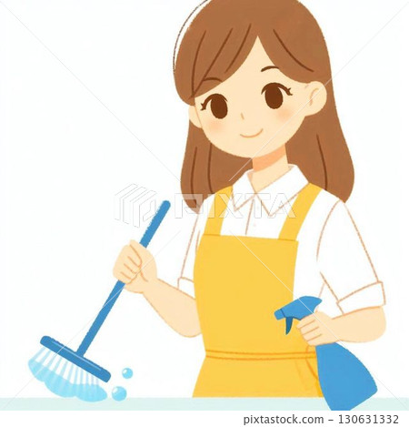 一位婦女打掃的簡單插圖 130631332