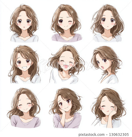 溫柔溫暖表情的女性人物畫像 溫柔溫暖表情的女性人物畫像 130632305