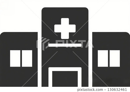 Simple hospital icon in hospital 130632461