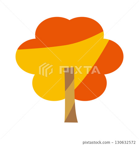 一棵樹與秋葉的簡單插圖 一棵樹與秋葉的簡單插圖 130632572