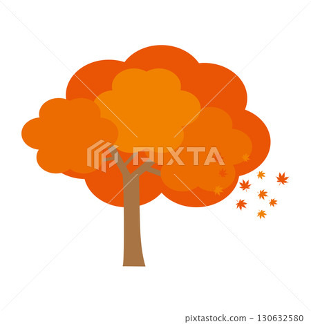 一棵樹與秋葉的簡單插圖 130632580