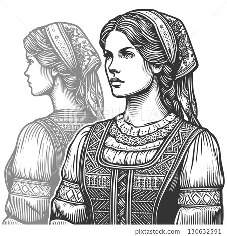Belarusian Woman in Traditional Folk Costume 130632591