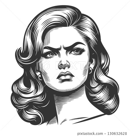 Woman with disgust and disdain Expression vector 130632628