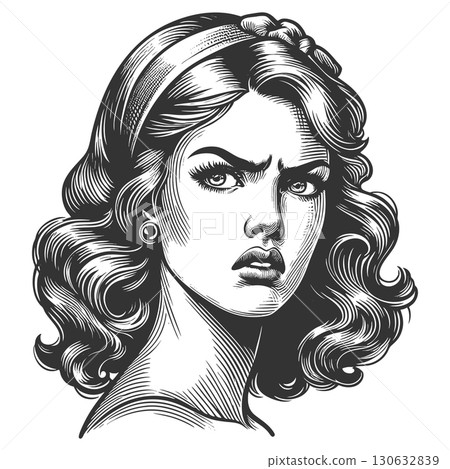Woman with disgust and disdain Expression vector 130632839