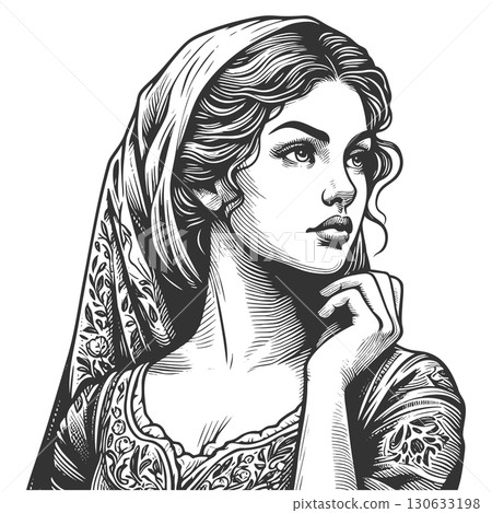 Italian Woman with Vintage Hairstyle vector Italian Woman with Vintage Hairstyle vector 130633198