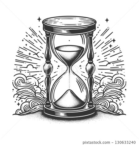 hourglass with sand engraving sketch raster hourglass with sand engraving sketch raster 130633240