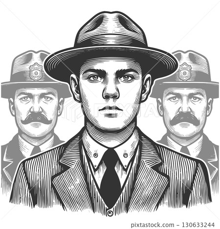 Police Officers Escorting Suspect vector 130633244
