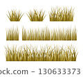 A set of realistic dry grass vector illustrations in different shapes and arrangements, suitable for natural landscapes, backgrounds, or decorative elements 130633373