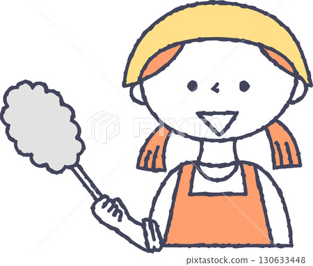 拿著方便拖把的女孩 130633448