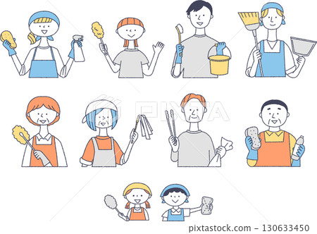 一群拿著清潔工具的人 130633450