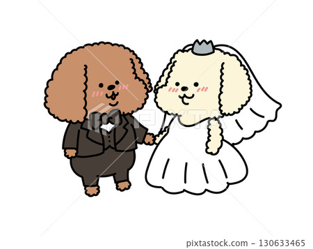 Happy Wedding Poodle 130633465
