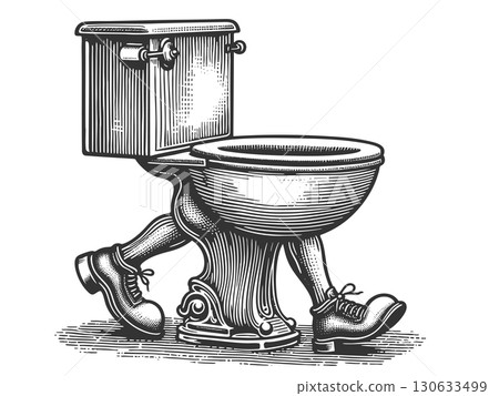 Walking Toilet with Legs and Shoes vector Walking Toilet with Legs and Shoes vector 130633499