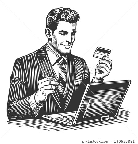 Businessman Shopping Online with Credit Card Businessman Shopping Online with Credit Card 130633881