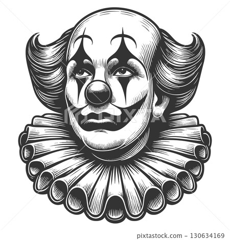 Clown Portrait engraving vector illustration 130634169