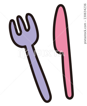 Hand drawn knife and fork illustration 130634236