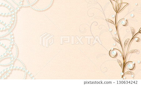 珍珠和金色背景 130634242