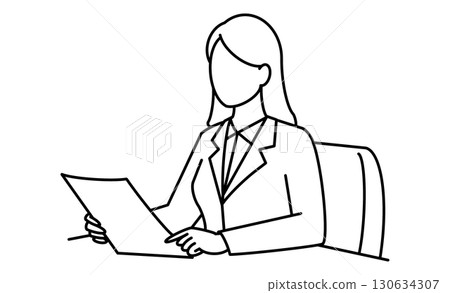 女商人檢查文件的圖示插圖 130634307