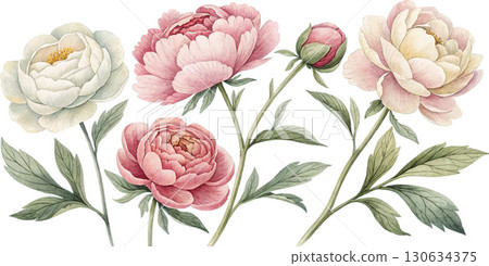 Watercolor Peonies Watercolor Peonies 130634375