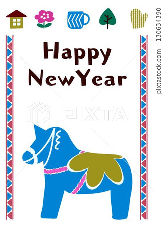 直版賀年卡設計（馬年、新年快樂） 130634390