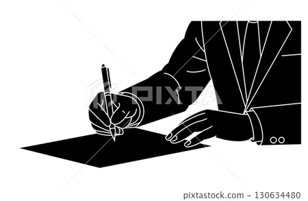 商人簽署文件的圖示插圖 商人簽署文件的圖示插圖 130634480