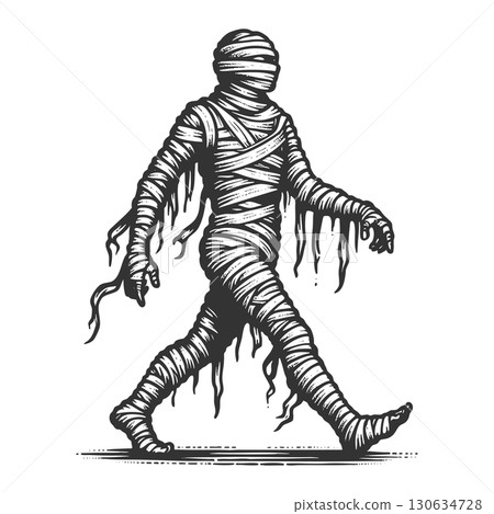 spooky mummy monster wrapped in bandages vector 130634728