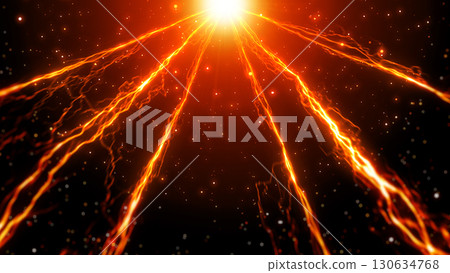 Radial bursts of red lightning Radial bursts of red lightning 130634768