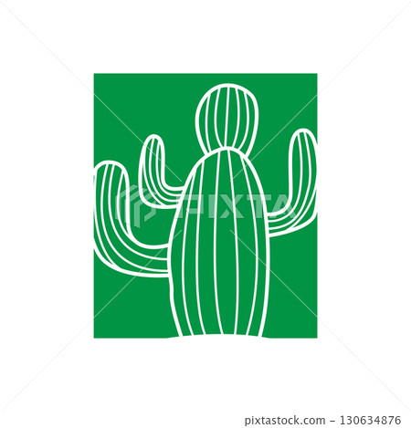 Green Plant Cactus Logo Design With Desert Plant Symbol Illustration Vector Icon Template 130634876