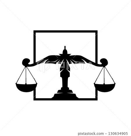 Simple legal scale logo justice court simple black silhouette template vector design Simple legal scale logo justice court simple black silhouette template vector design 130634905