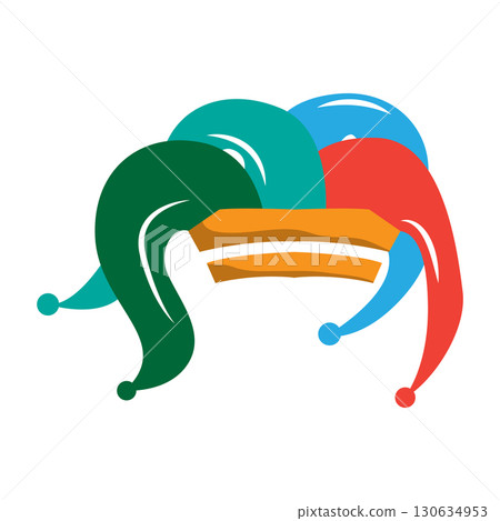 Simple colorful clown hat logo simple circus comedian equipment design template illustration Simple colorful clown hat logo simple circus comedian equipment design template illustration 130634953