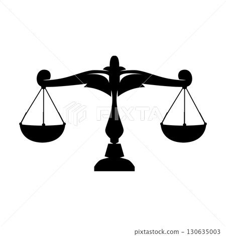 Simple legal scale logo justice court simple black silhouette template vector design 130635003