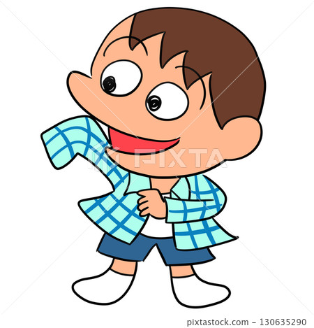 換衣服睡衣兒童男孩插畫 換衣服睡衣兒童男孩插畫 130635290